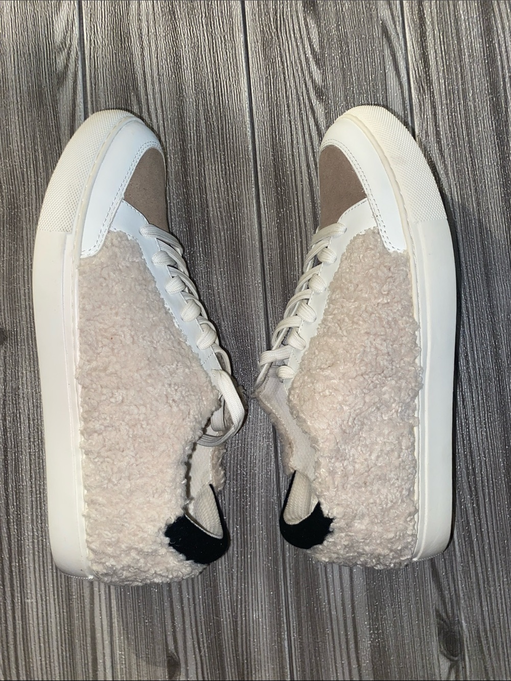 Kenneth Cole New York Taupe Suede & White Leather Shearling Sneakers - Picture 7 of 10